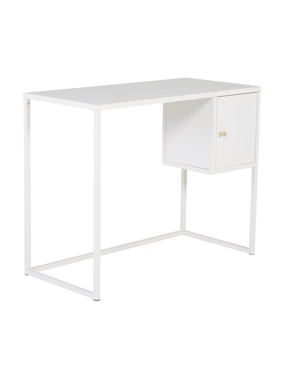 Bureau étroit blanc Bakal, Acier, enduit, Blanc, larg. 95 x prof. 45 cm