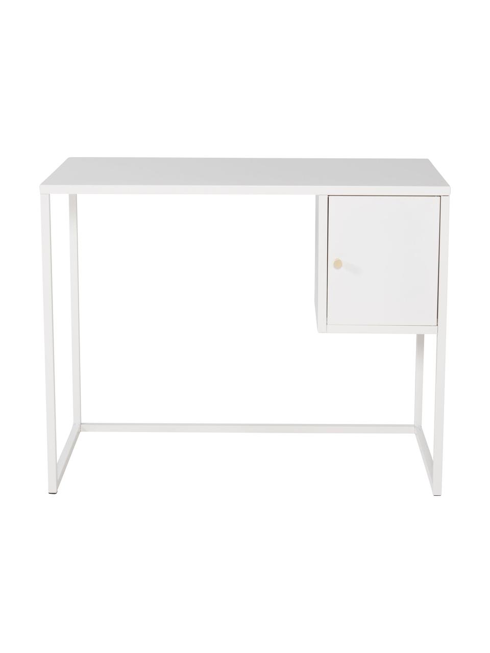 Wąskie biurko Bakal, Stal powlekana, Biały, S 95 x G 45 cm