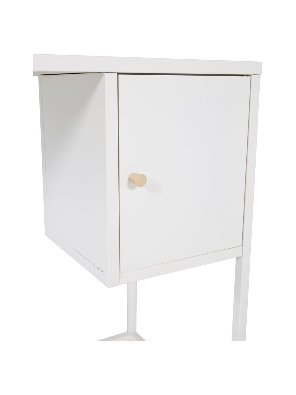 Bureau étroit blanc Bakal, Acier, enduit, Blanc, larg. 95 x prof. 45 cm