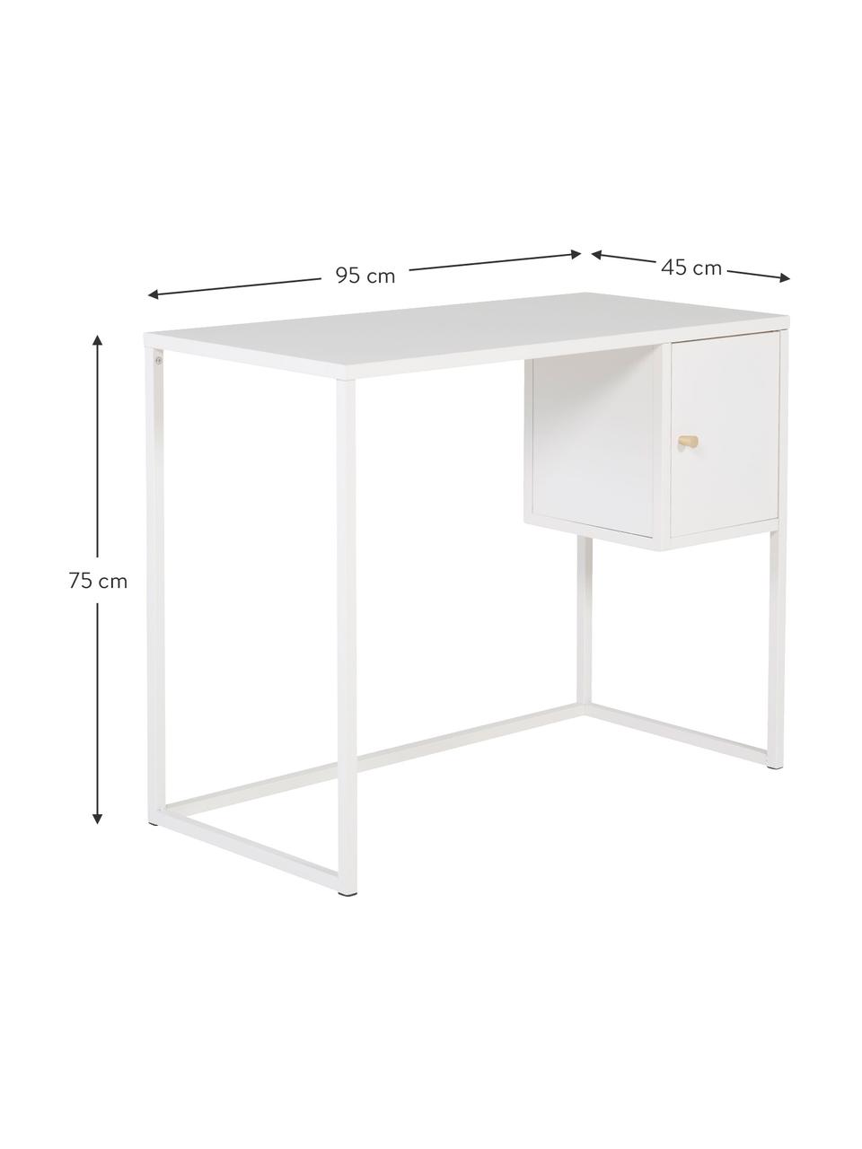 Schmaler Schreibtisch Bakal in Weiss, Stahl, beschichtet, Weiss, B 95 x T 45 cm