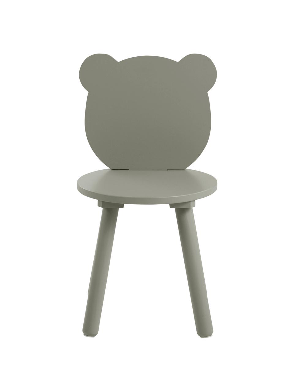 Chaise verte en bois pour enfant Beary, 2 pièces, Bois de pin, MDF (panneau en fibres de bois à densité moyenne), laqué, Vert, larg. 30 x haut. 58 cm