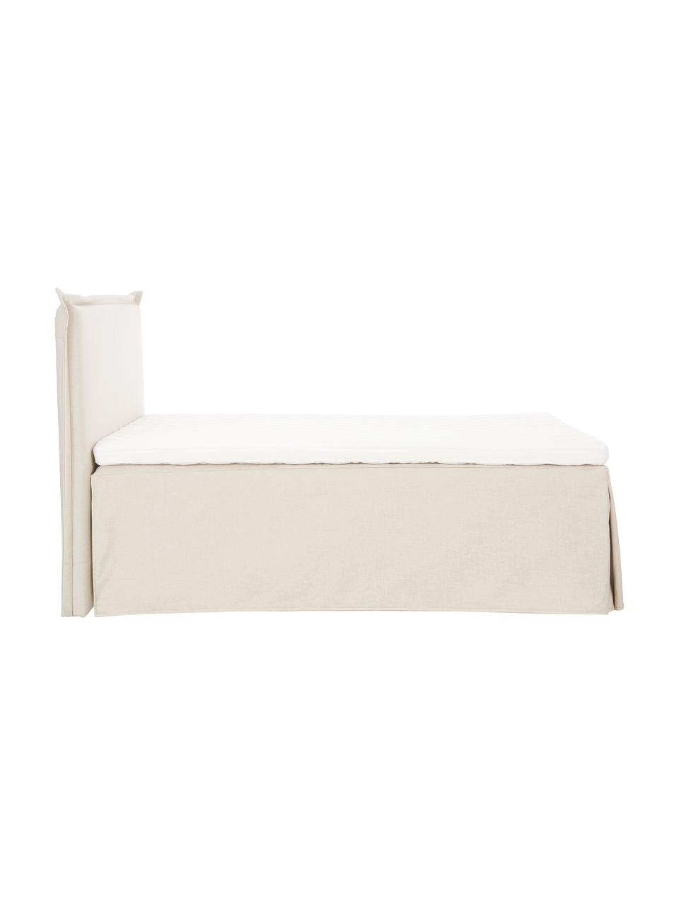 Letto boxspring premium Violet, Materasso: nucleo a 5 zone di molle , Piedini: legno massiccio di betull, Tessuto beige, 180 x 200 cm, durezza 2