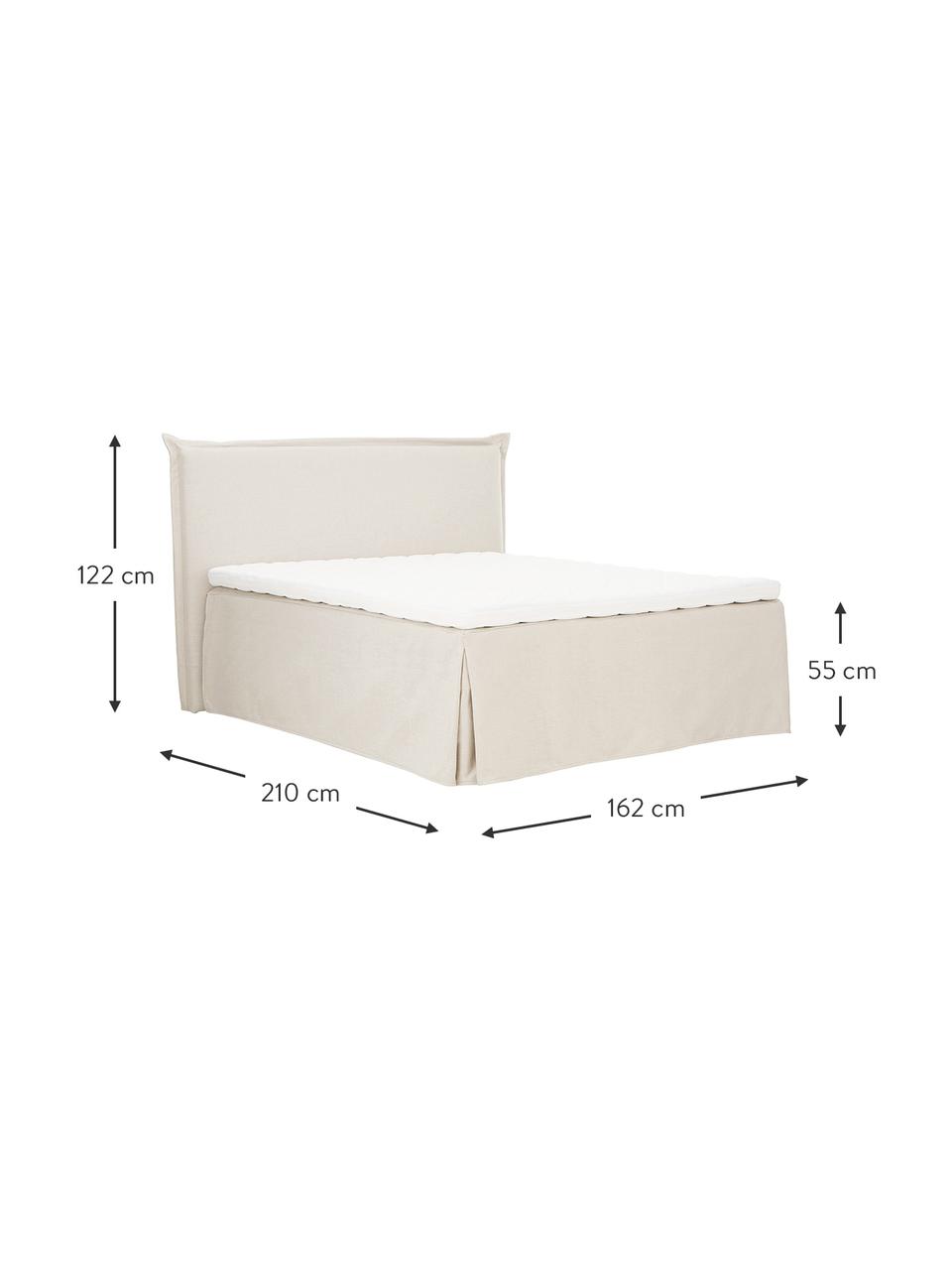 Letto boxspring premium Violet, Materasso: nucleo a 5 zone di molle , Piedini: legno massiccio di betull, Tessuto beige, Larg. 180 x lung. 200 cm, grado di durezza H3