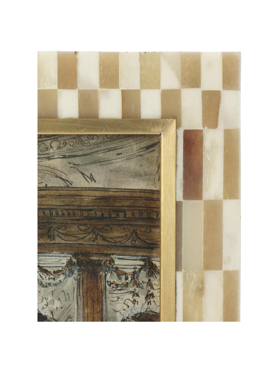 Bilderrahmen Bone, Rahmen: Acryl, Metall, beschichte, Rückseite: Mitteldichte Holzfaserpla, Beige, Goldfarben, 10 x 15 cm