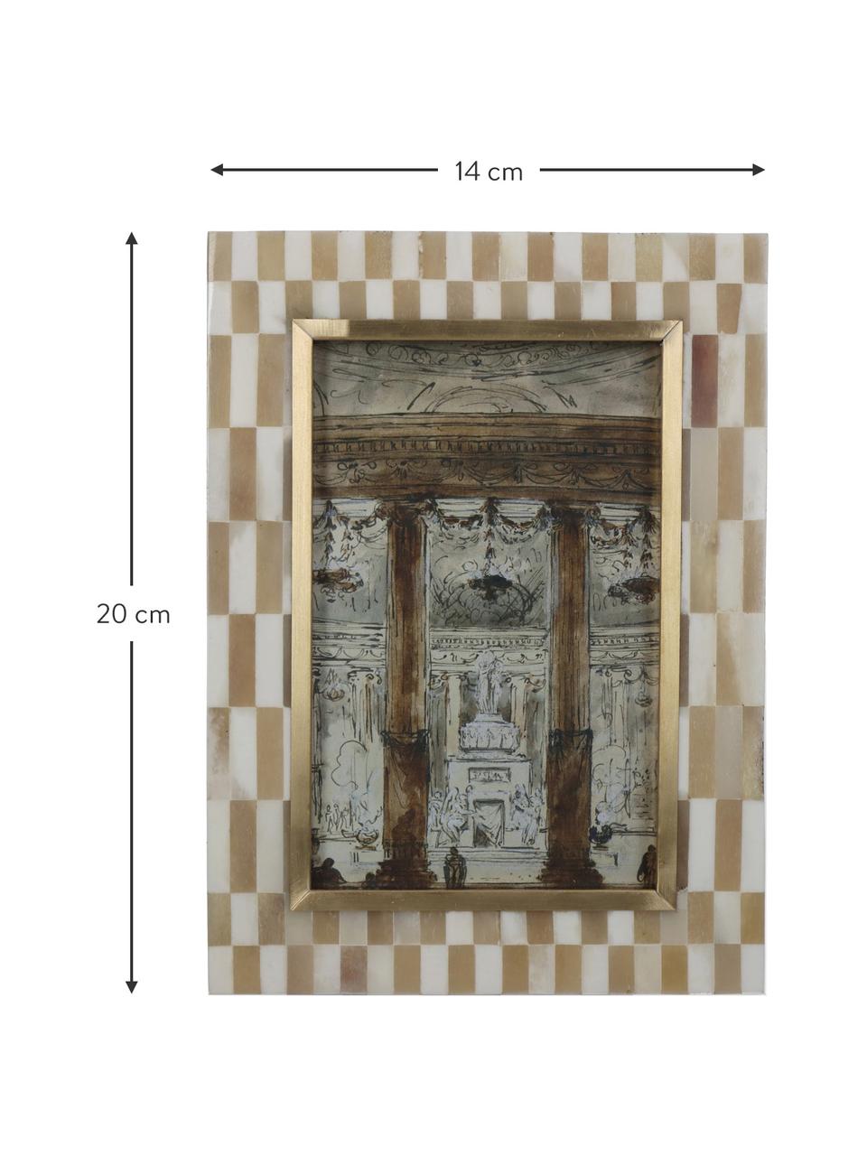 Bilderrahmen Bone, Rahmen: Acryl, Metall, beschichte, Rückseite: Mitteldichte Holzfaserpla, Beige, Goldfarben, 10 x 15 cm