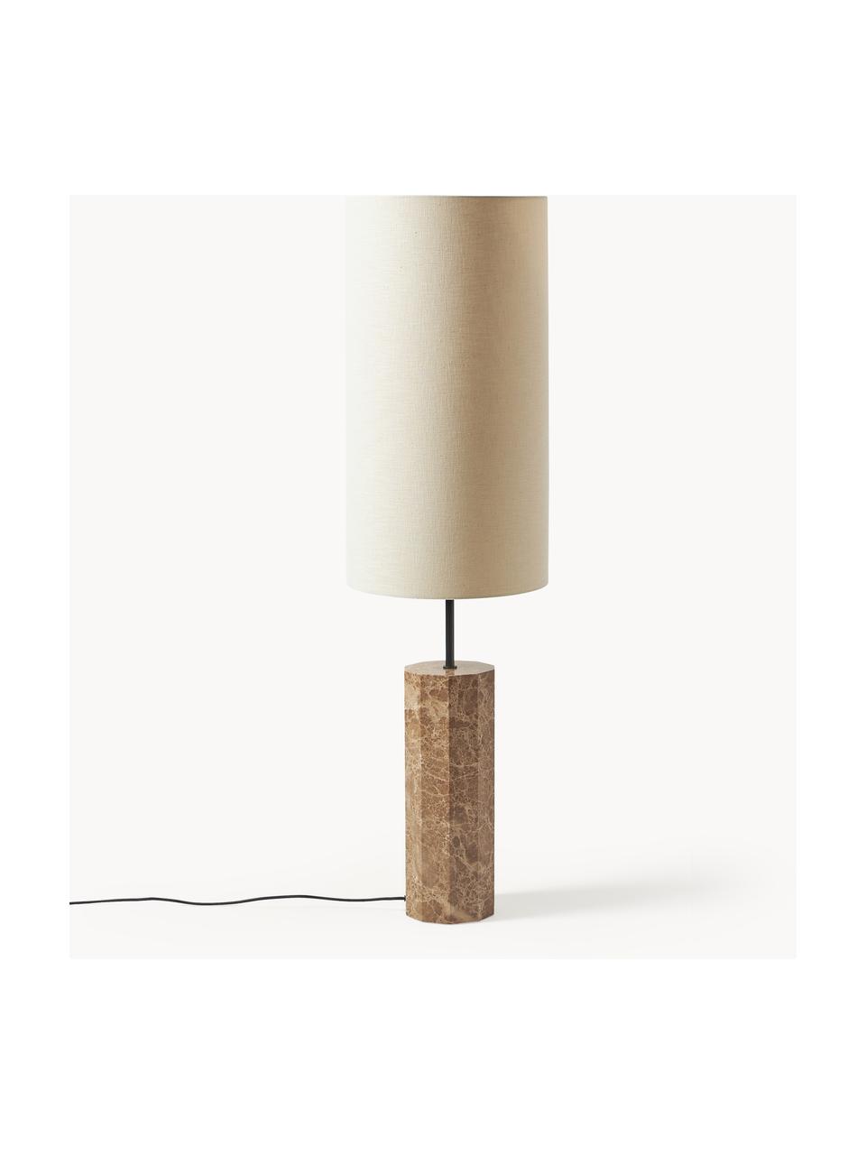 Lampadaire avec pied en marbre Elanor, Blanc cassé, brun, marbré, haut. 128 cm