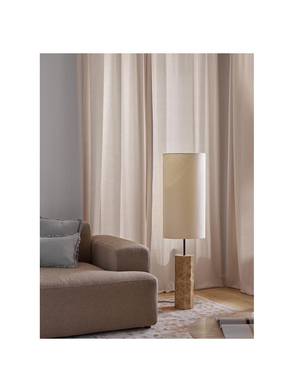 Lampa podłogowa z marmurową podstawą Elanor, Jasny beżowy, brązowy, marmurowy, W 128 cm