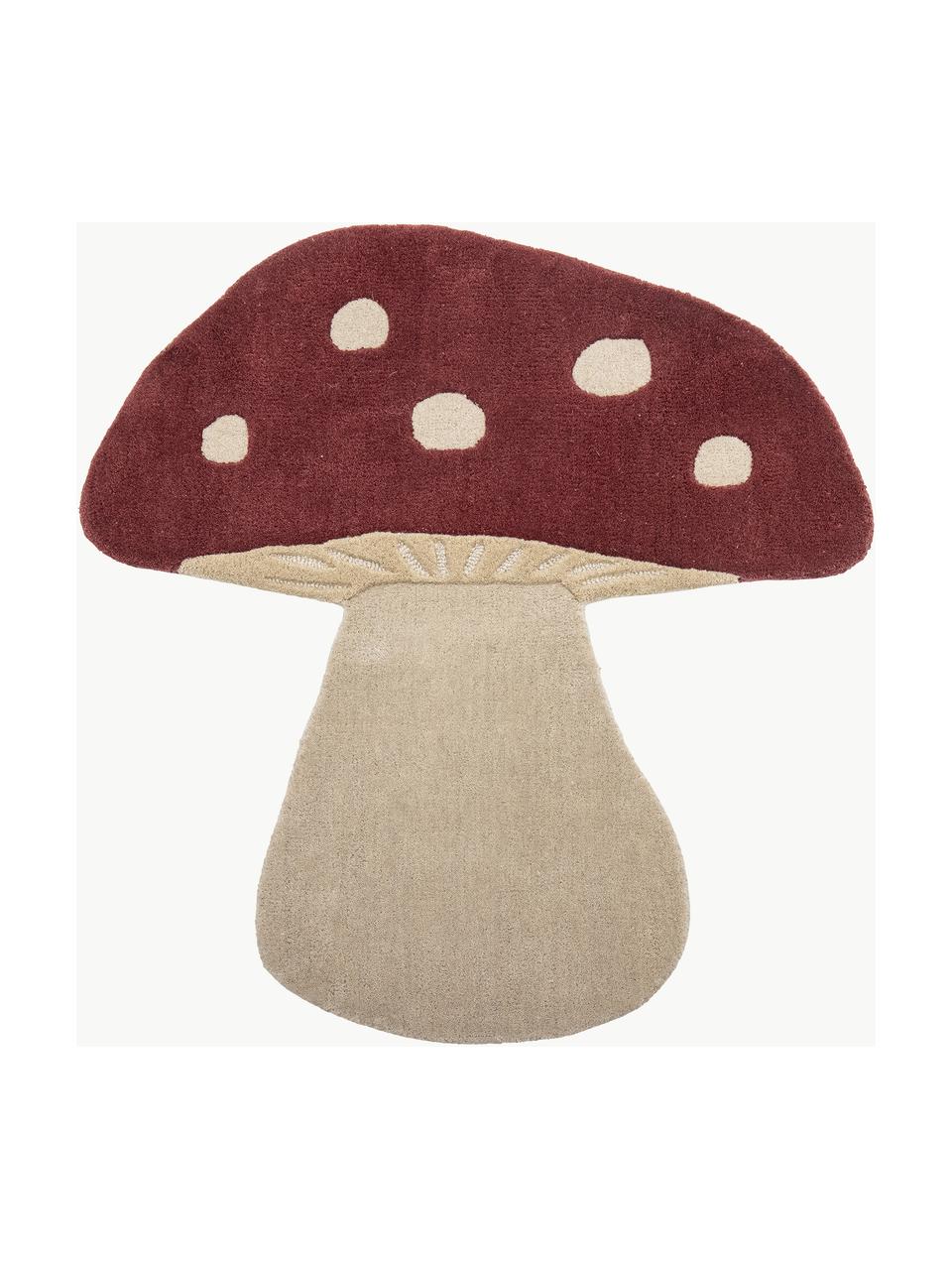 Kinderteppich Mushroom aus Wolle, 100 % Wolle

Bei Wollteppichen können sich in den ersten Wochen der Nutzung Fasern lösen, dies reduziert sich durch den täglichen Gebrauch und die Flusenbildung geht zurück., Weinrot, Beige, B 85 x L 90 cm (Grösse XS)