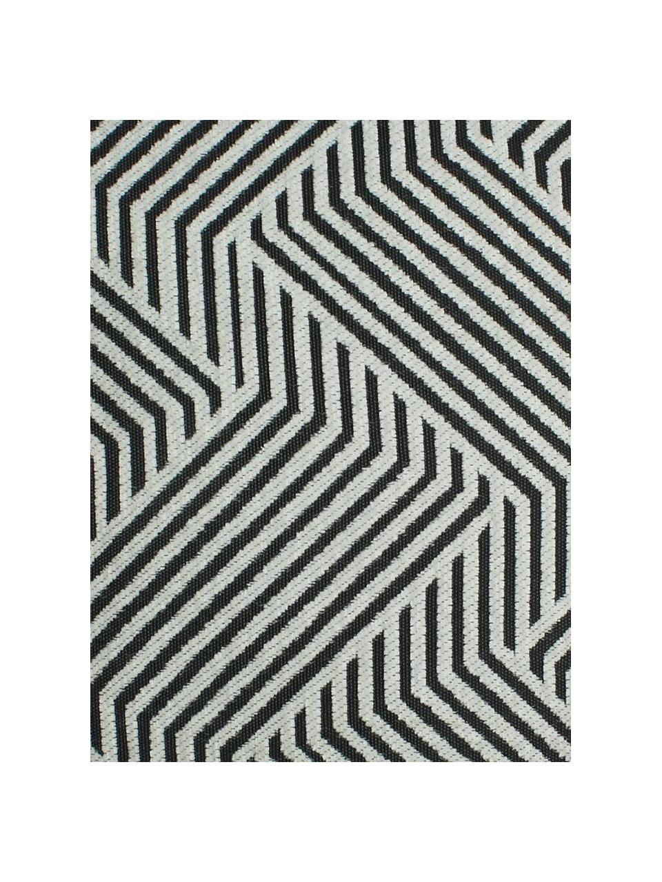 Kissen Waves mit orangefarbenden Bommeln, mit Inlett, Schwarz, gebrochenes Weiss, Orange, 45 x 45 cm