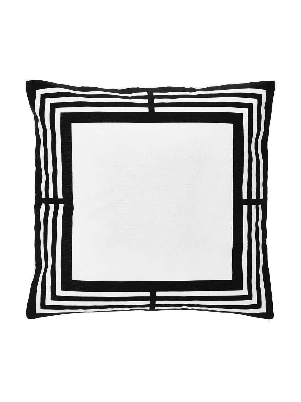 Kussenhoes Zahra in zwart/wit met grafisch patroon, 100% katoen, Wit, zwart, 45 x 45 cm