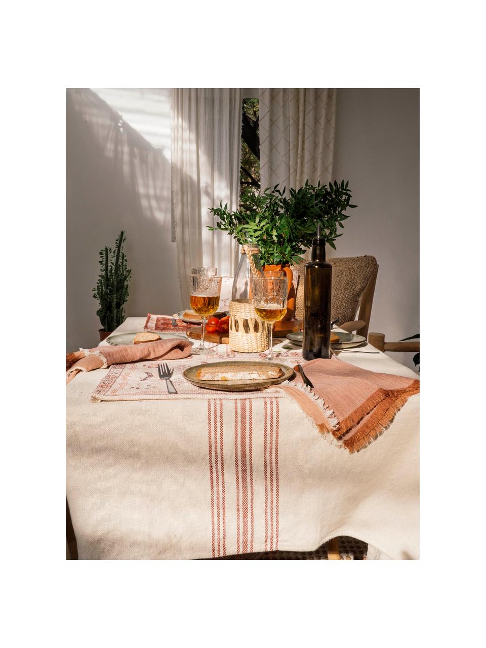 Set de table ethnique Tanger, Beige, tons rouges