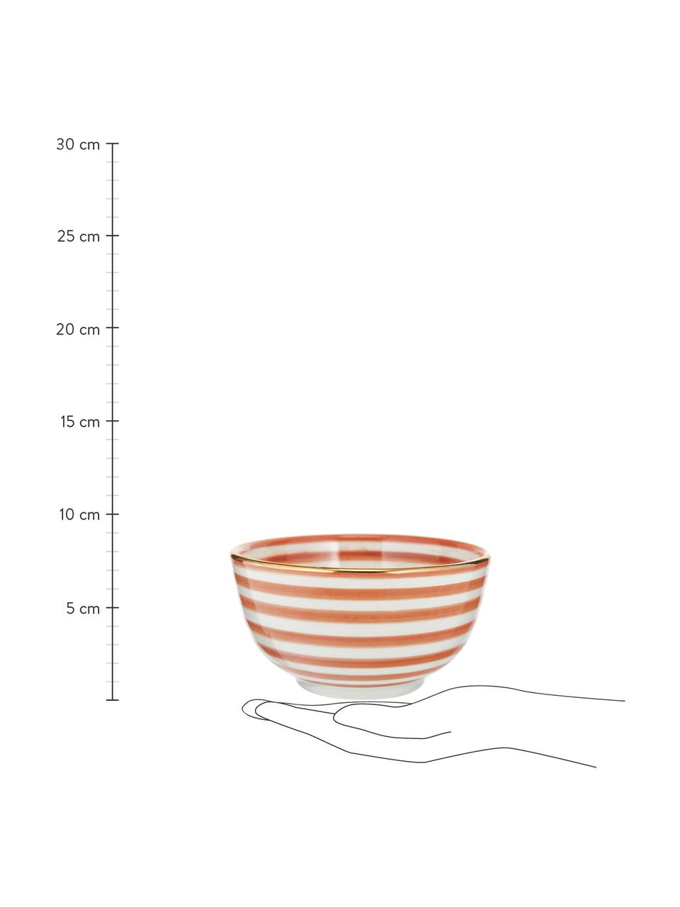 Handgemaakte Marokkaanse komn Moyen met goudkleurige rand, Ø 15 cm, Keramiek, Oranje, crèmekleurig, goudkleurig, Ø 15 x H 9 cm