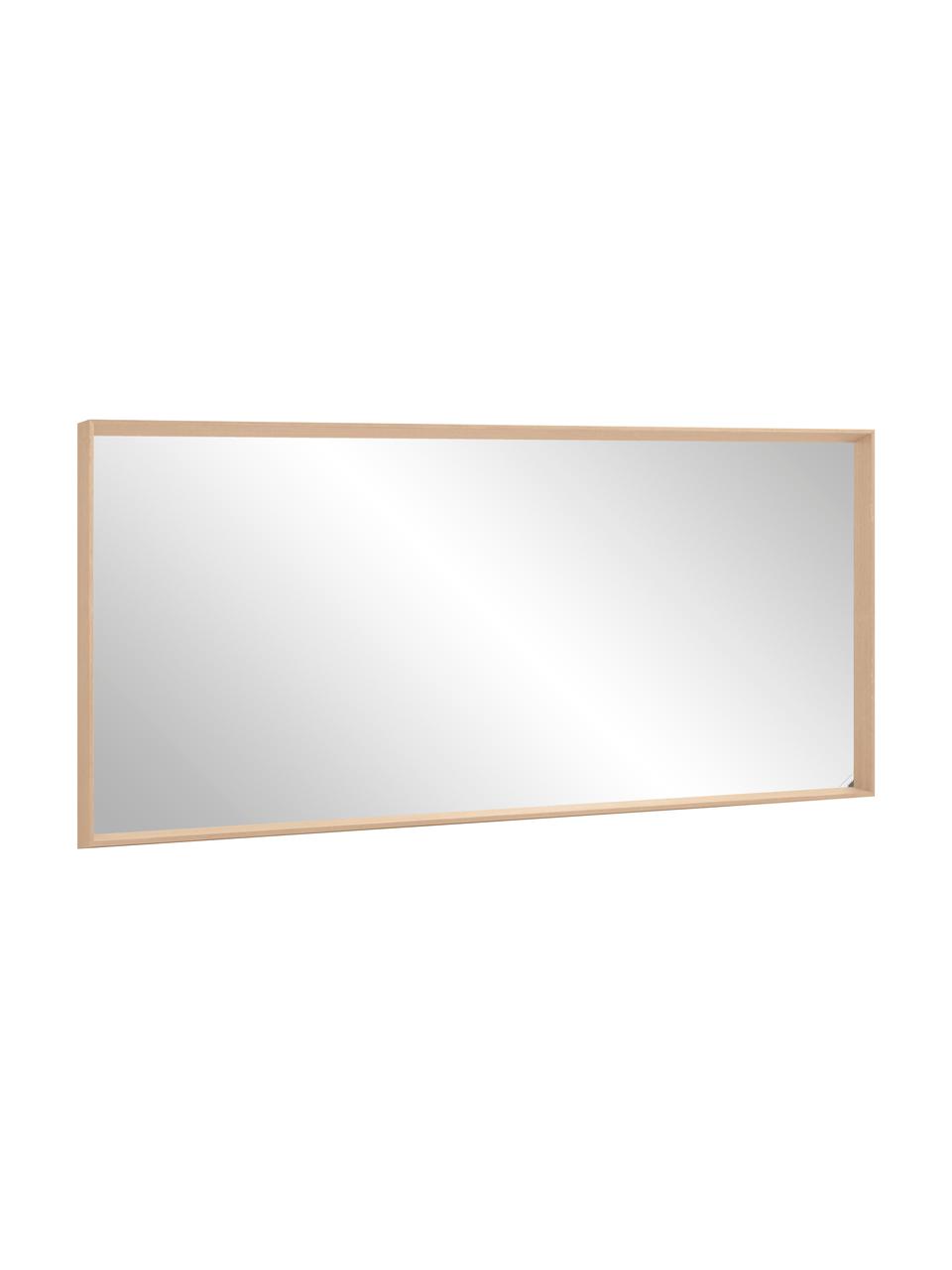 Eckiger Anlehnspiegel Nerina mit beigem Holzrahmen, Rahmen: Holz, Spiegelfläche: Spiegelglas, Beige, B 80 x H 180 cm