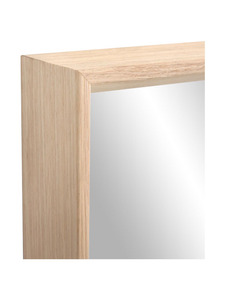 Eckiger Anlehnspiegel Nerina mit beigem Holzrahmen, Rahmen: Holz, Spiegelfläche: Spiegelglas, Beige, B 80 x H 180 cm