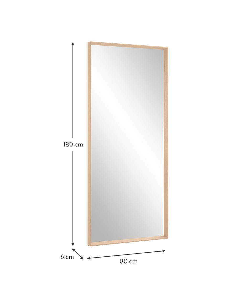 Obdélníkové stojací zrcadlo s dřevěným rámem Nerina, Béžová, Š 80 cm, V 180 cm