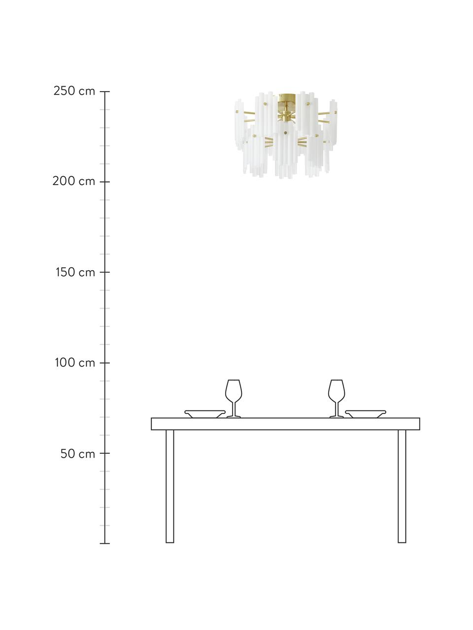 Plafoniera grande a LED Alenia, Paralume: vetro acrilico, Baldacchino: metallo, ottonato, Bianco, ottonato, Ø 57 x Alt. 34 cm