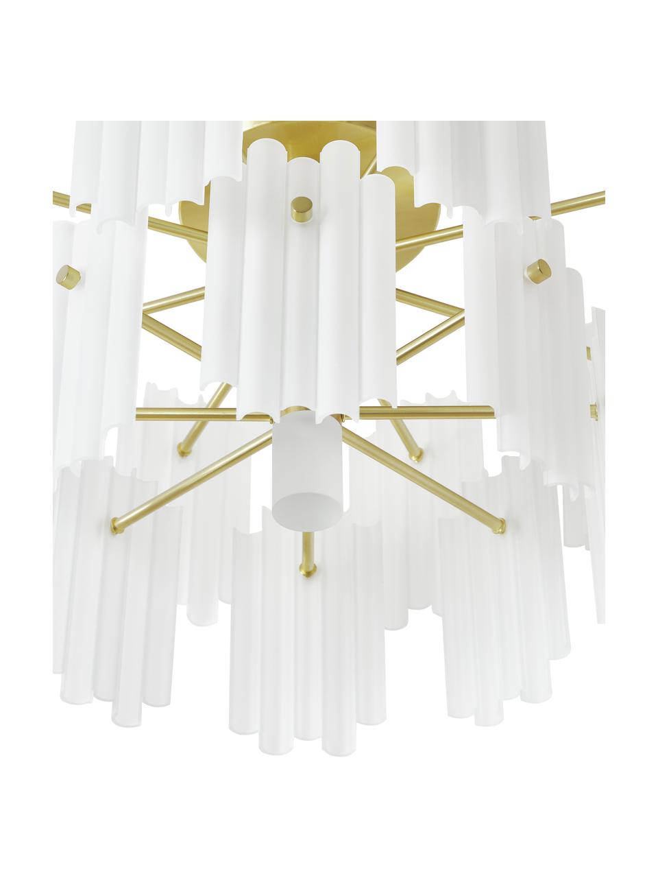 Grote LED plafondlamp Alenia in messingkleur, Lampenkap: acrylglas, Baldakijn: vermessingd metaal, Wit, messingkleurig, Ø 57 x H 34 cm