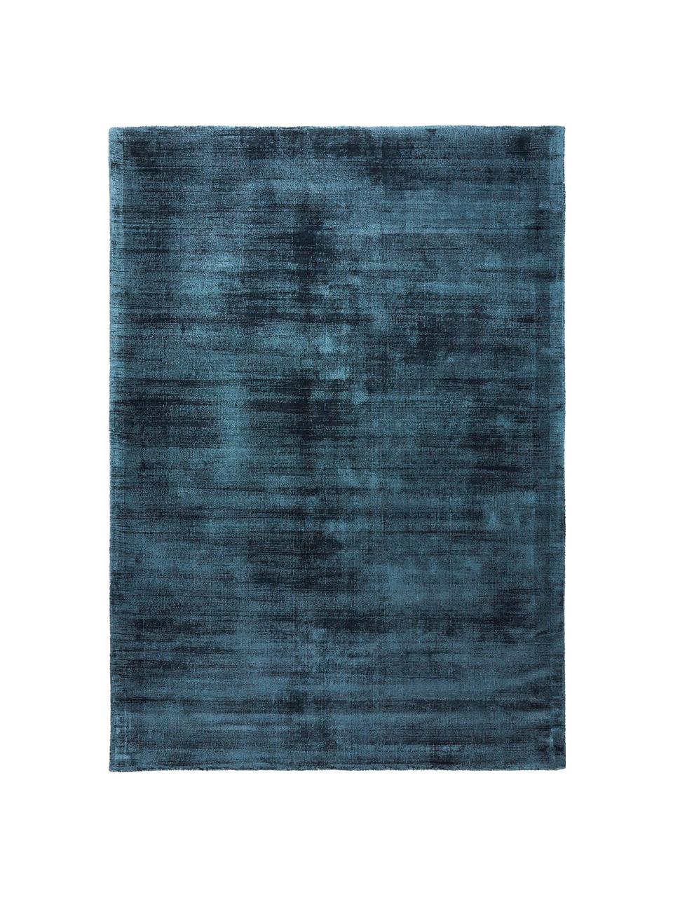 Handgewebter Viskoseteppich Jane, Flor: 100 % Viskose, Dunkelblau, B 160 x L 230 cm (Größe M)