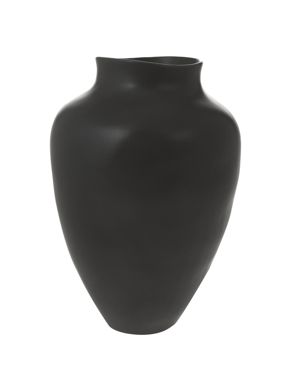 Vaso moderno in gres fatto a mano Latona, Gres, Nero opaco, Ø 27 x Alt. 41 cm