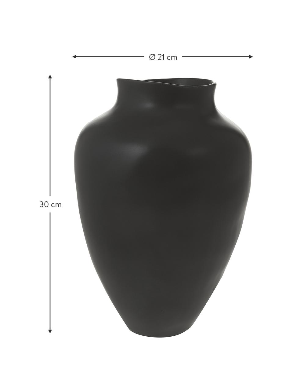 Grosse handgefertigte Vase Latona aus Steingut, Steingut, Schwarz, matt, Ø 27 x H 41 cm