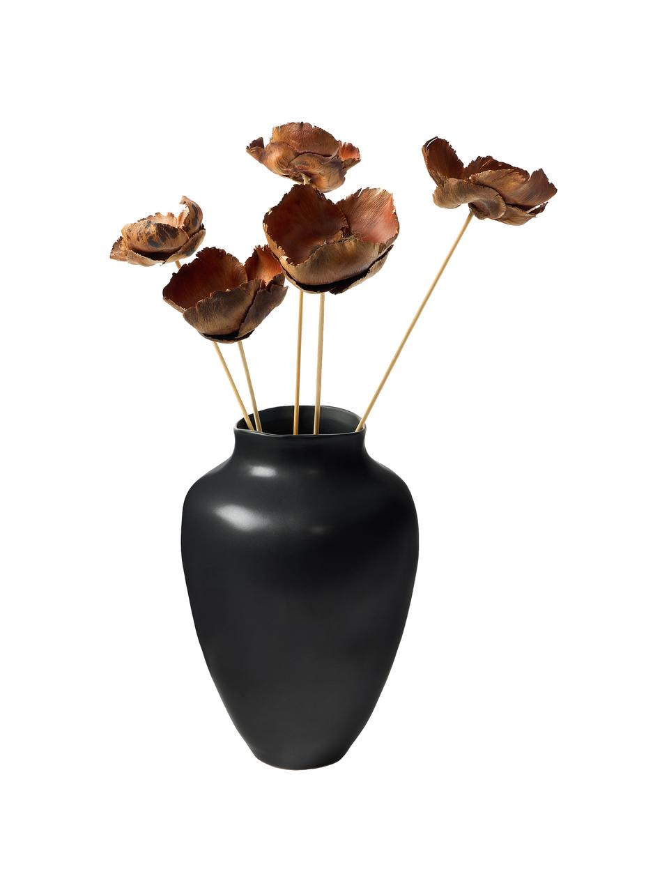 Vaso fatto a mano nero Latona, Gres, Nero opaco, Ø 27 x Alt. 41 cm