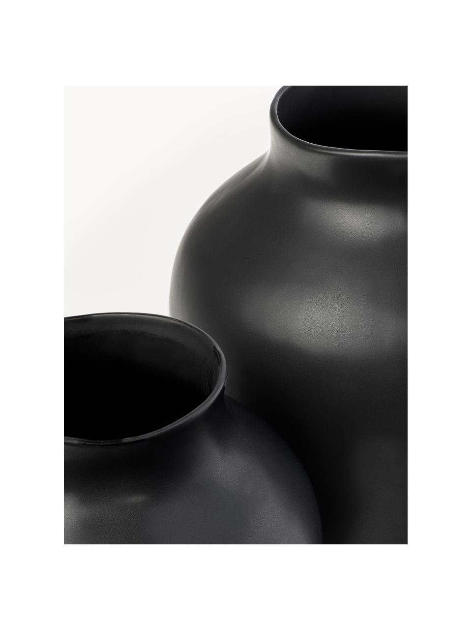 Handgefertigte Vase Latona, Steingut, Schwarz, Ø 27 x H 41 cm
