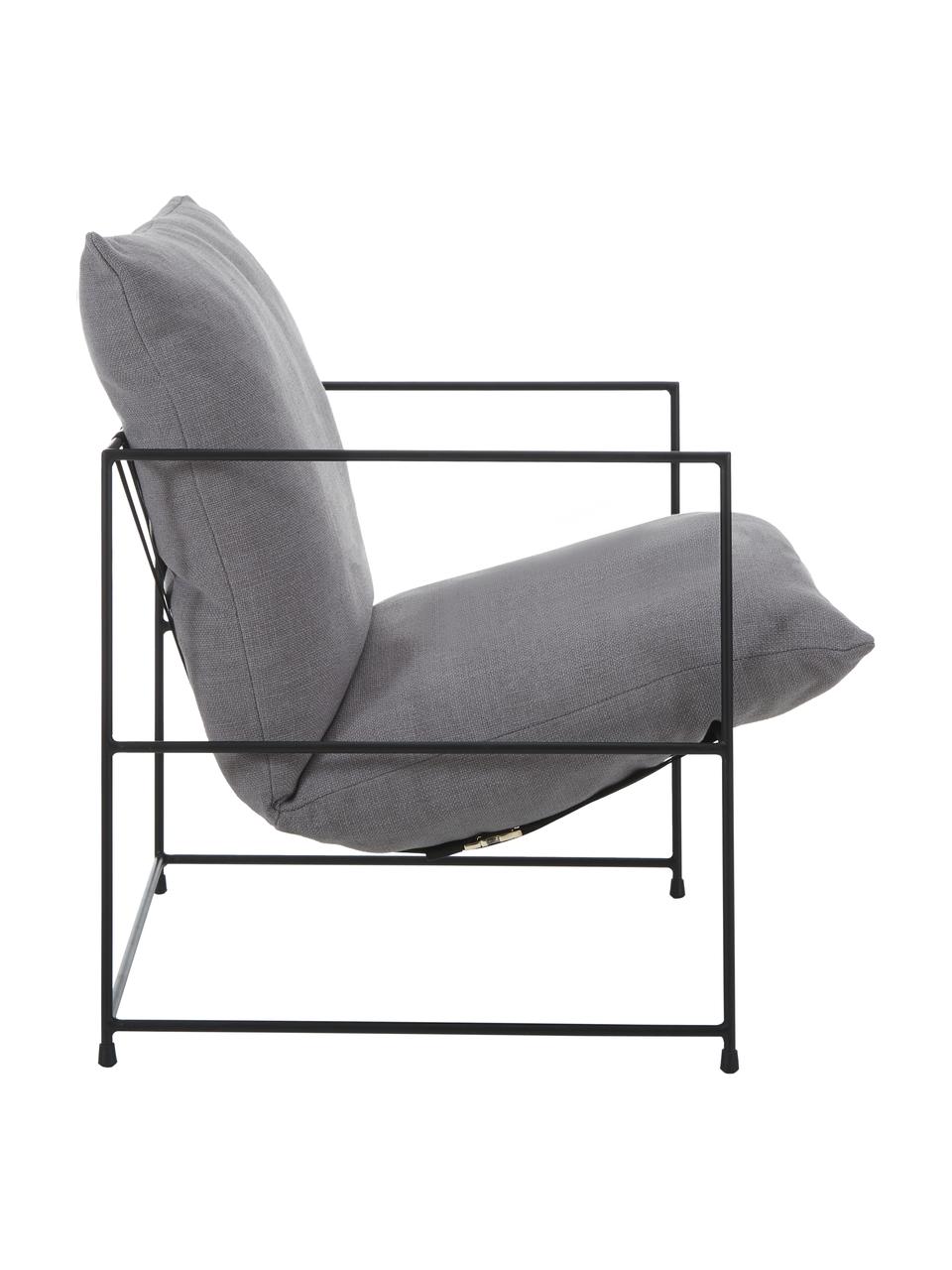 Polstersessel Wayne mit Metall-Gestell, Bezug: 80% Polyester, 20% Leinen, Gestell: Metall, pulverbeschichtet, Webstoff Grau, B 69 x T 74 cm