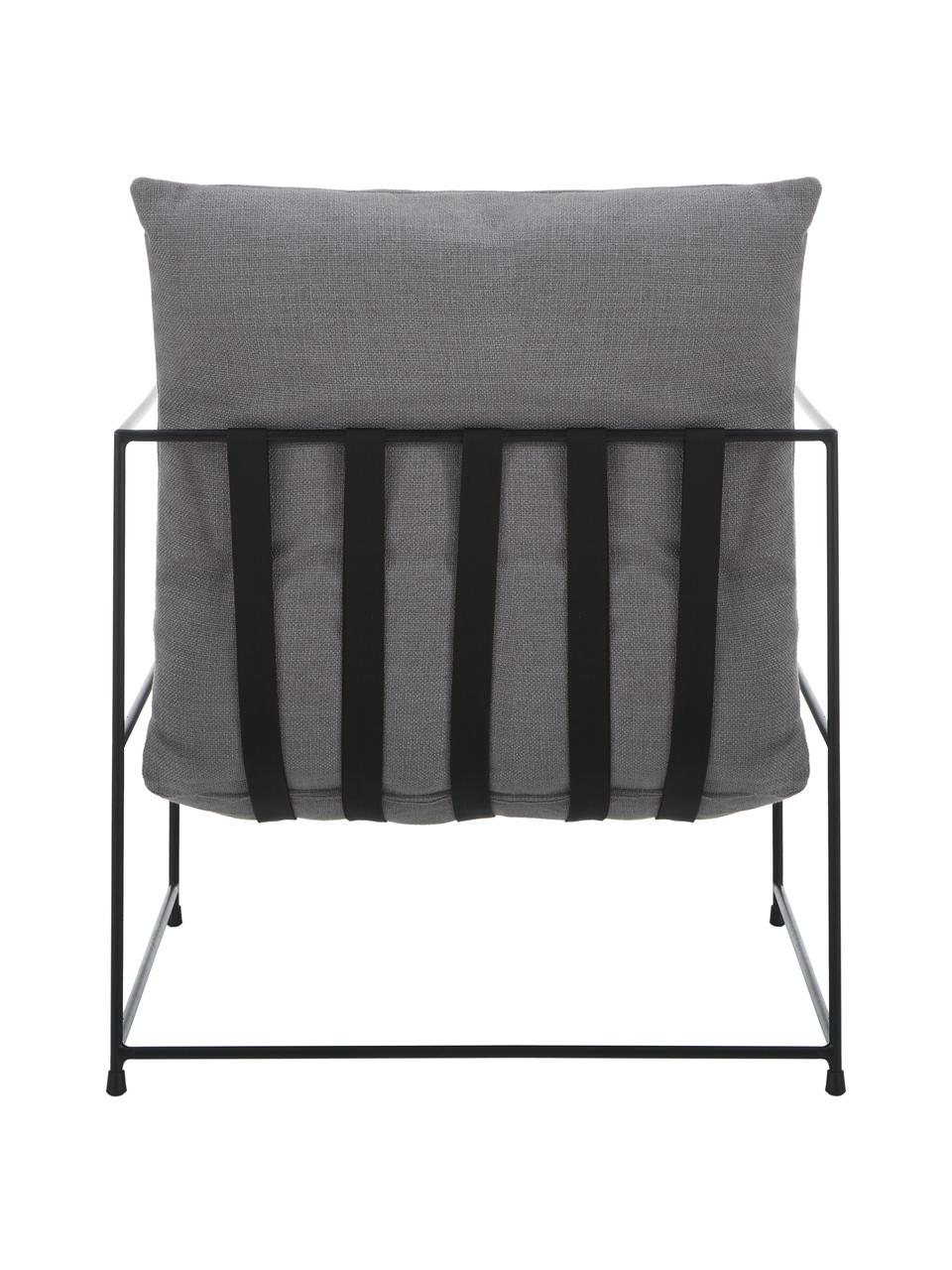 Polstersessel Wayne mit Metall-Gestell, Bezug: 80% Polyester, 20% Leinen, Gestell: Metall, pulverbeschichtet, Webstoff Grau, B 69 x T 74 cm