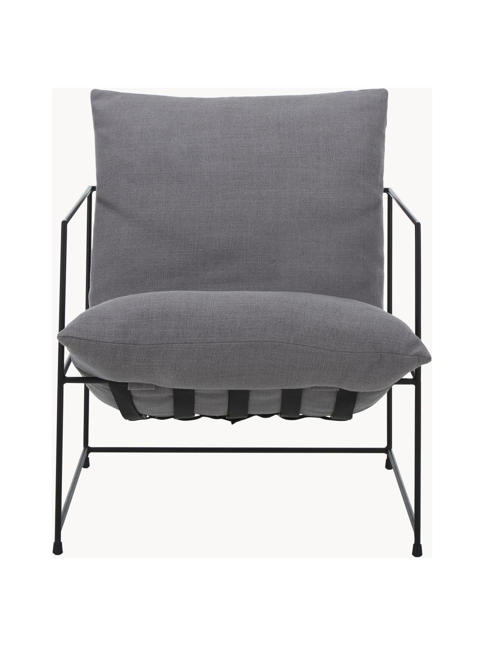 Gestoffeerde fauteuil Wayne, Bekleding: 80% polyester, 20% linnen, Frame: gepoedercoat metaal, Geweven stof grijs, B 69 x D 74 cm