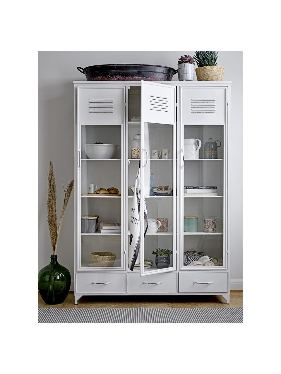 Armoire vitrée Looki avec portes vitrées, Blanc