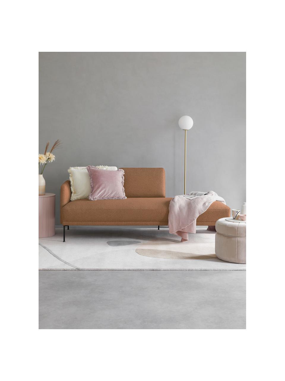 Chaise longue in tessuto con piedini in metallo Fluente, Rivestimento: 100% poliestere 35.000 ci, Struttura: legno di pino massiccio, , Piedini: metallo verniciato a polv, Tessuto color torrone, Larg. 202 x Prof. 85 cm, schienale a sinistra