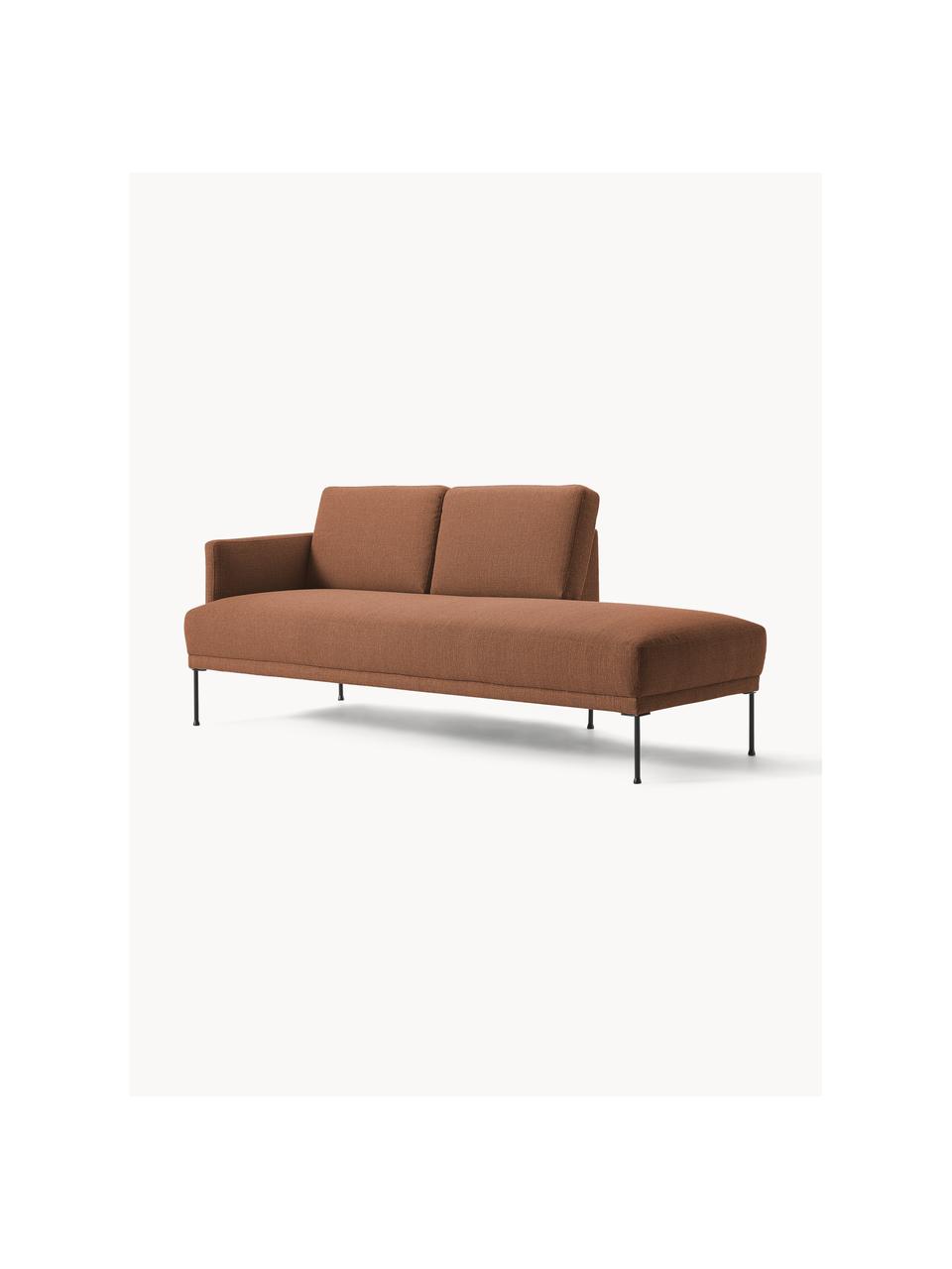 Chaise longue Fluente, Bekleding: 100% polyester. Met 35.00, Frame: massief grenenhout, Poten: gepoedercoat metaal Dit p, Geweven stof lichtbruin, B 202 x D 85 cm, rugleuning links