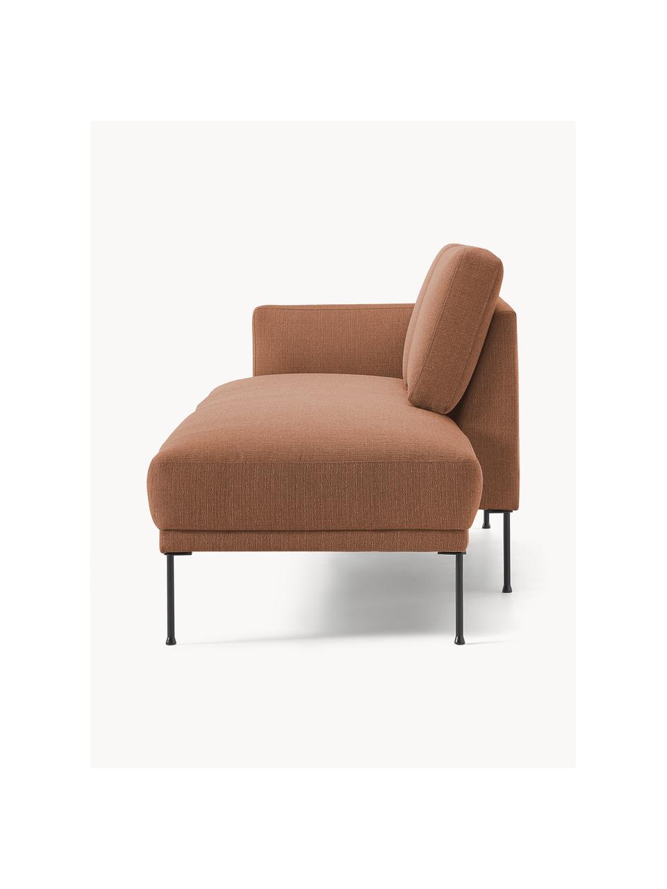 Chaise longue Fluente, Bekleding: 100% polyester. Met 35.00, Frame: massief grenenhout, Poten: gepoedercoat metaal Dit p, Geweven stof lichtbruin, B 202 x D 85 cm, rugleuning links