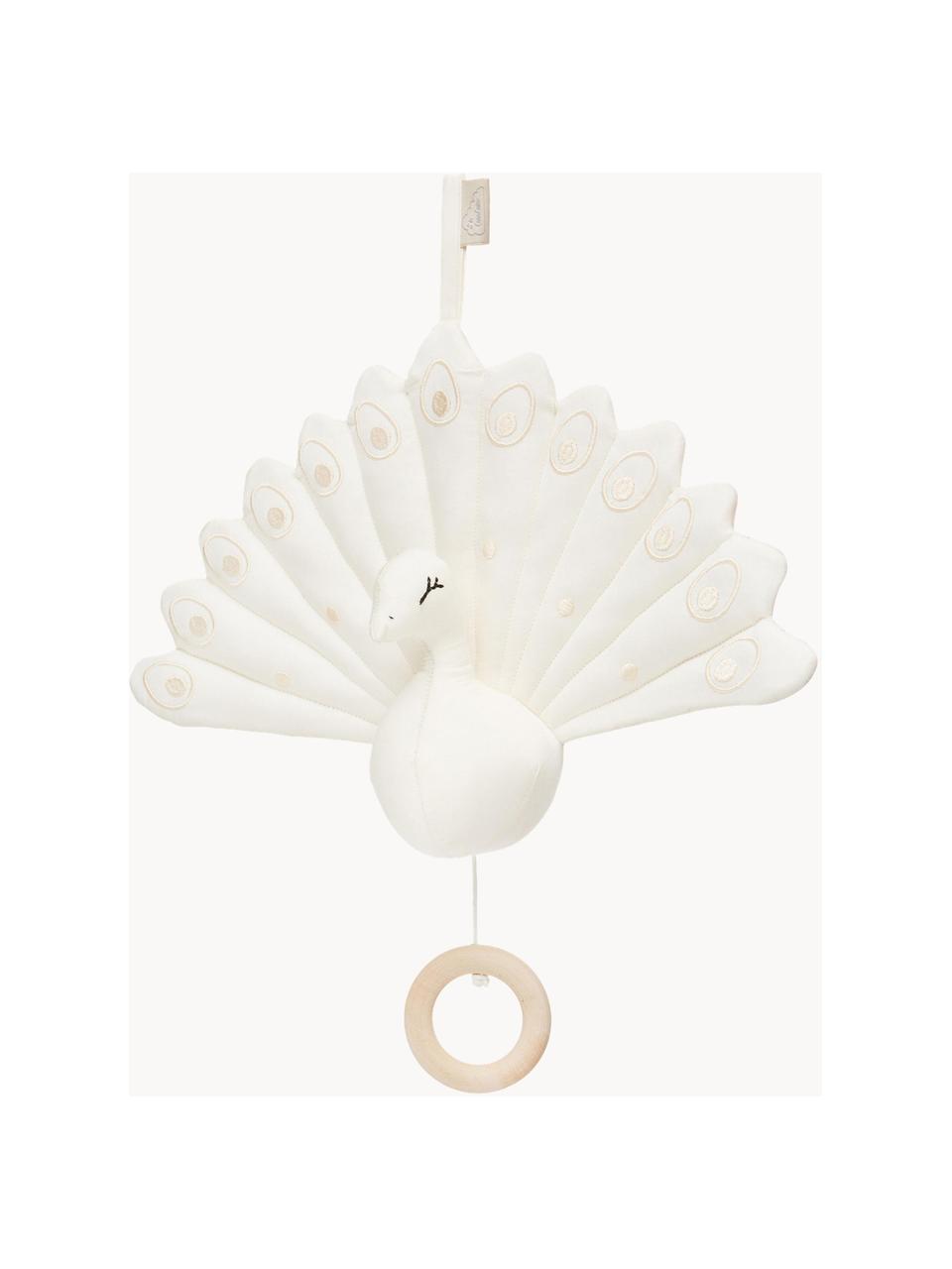Sonajero colgante de algodón ecológico Peacock, Funda: 100% algodón ecológico co, Blanco Off White, An 18 x Al 24 cm