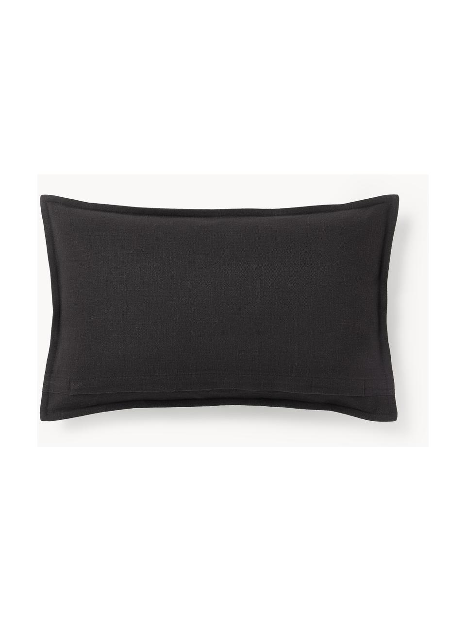 Housse de coussin 50s50 en coton Vicky, 100% coton, Noir, larg. 30 x long. 50 cm