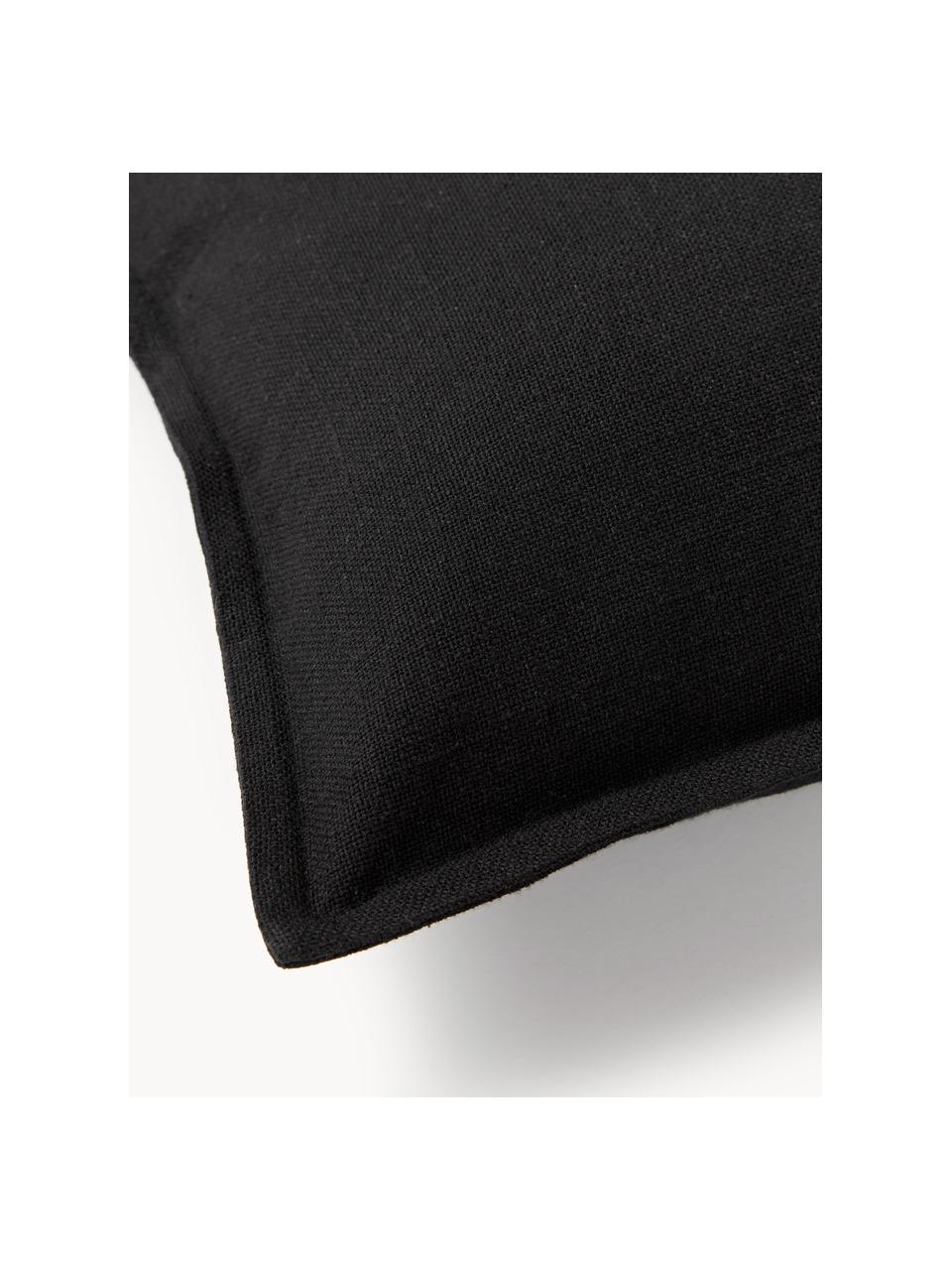 Housse de coussin 50s50 en coton Vicky, 100% coton, Noir, larg. 30 x long. 50 cm