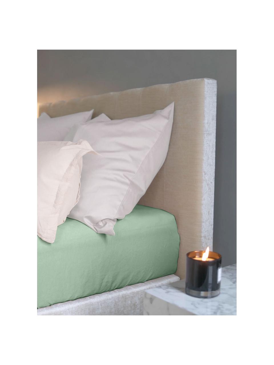 Spannbettlaken Comfort, Baumwollsatin, Webart: Satin, Grün, B 140 x L 200 cm