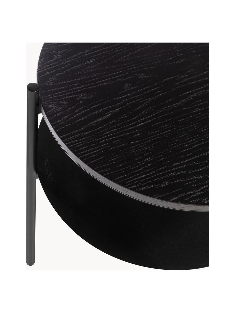 Holz-Nachttisch Tu, Tischplatte: Mitteldichte Holzfaserpla, Gestell: Stahl, pulverbeschichtet, Schwarz, Ø 40 x H 52 cm