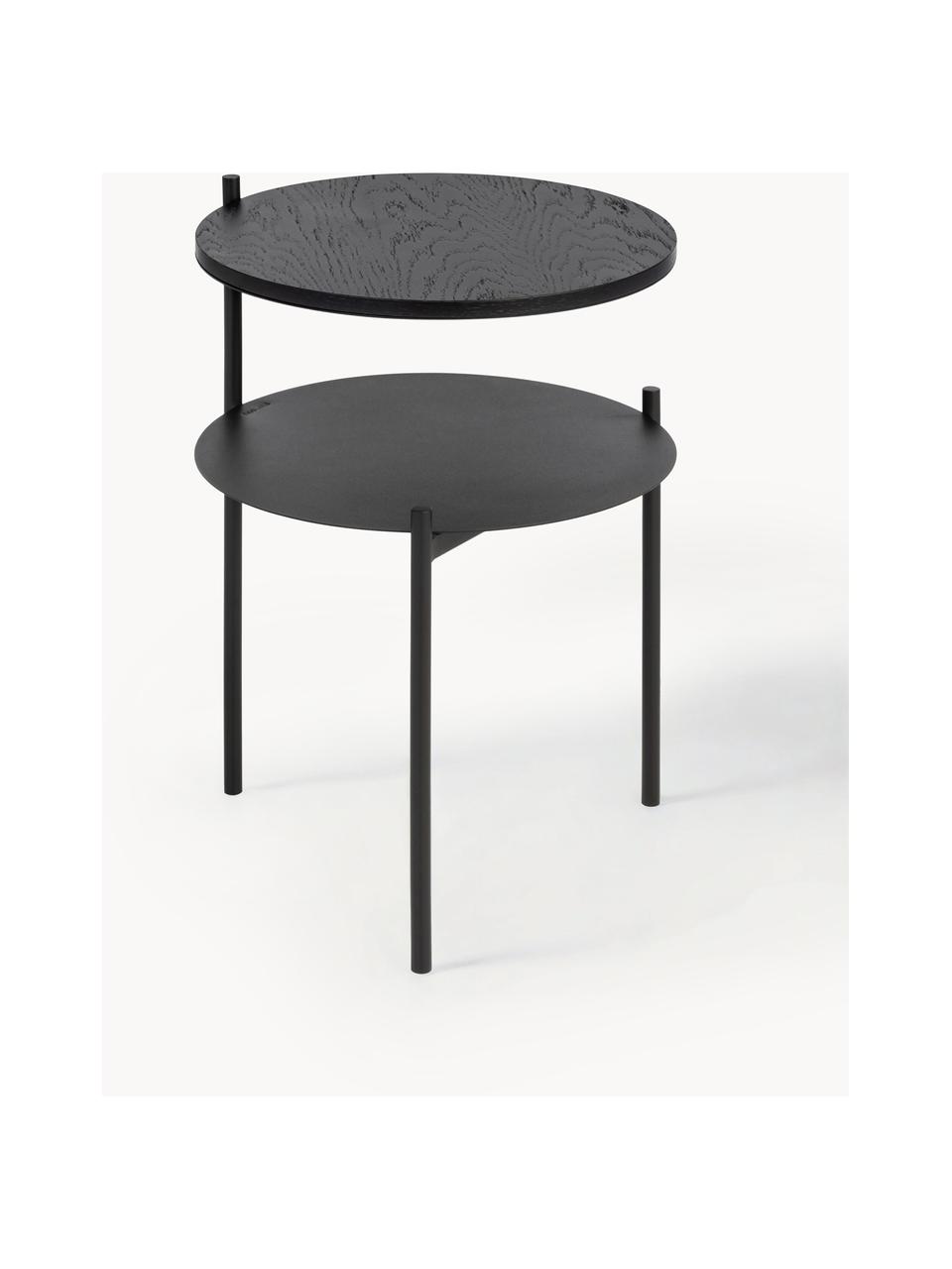 Dřevěný noční stolek Tu, Černá, Ø 40 cm, V 52 cm