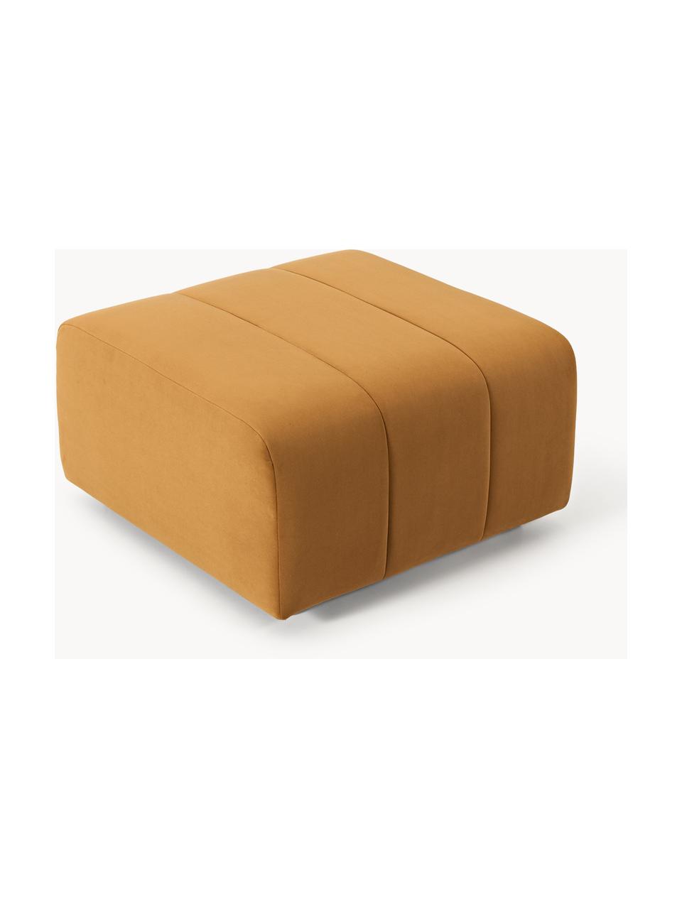 Pouf en velours Lena, Velours ocre, larg. 78 x prof. 75 cm