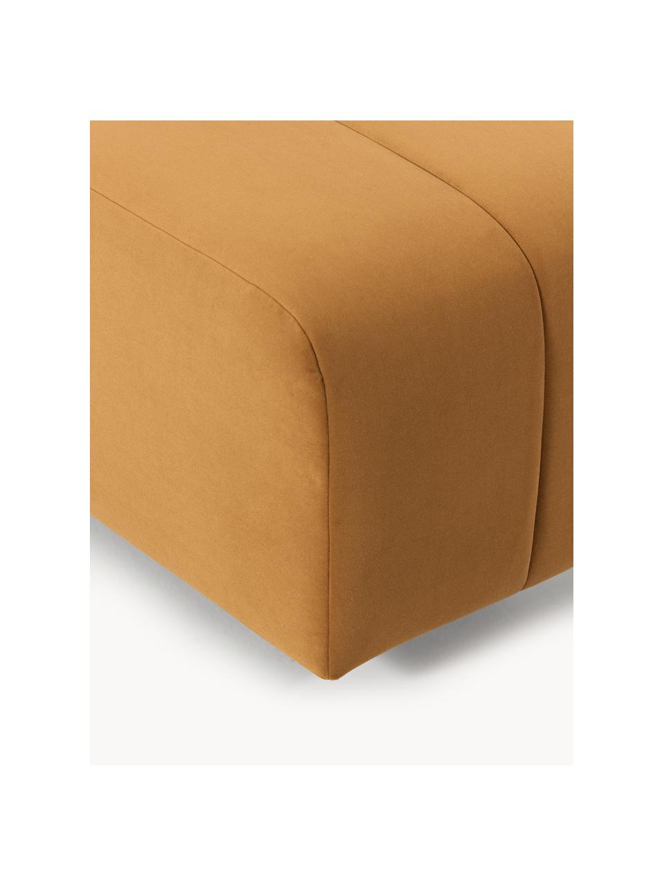 Pouf en velours Lena, Velours ocre, larg. 78 x prof. 75 cm