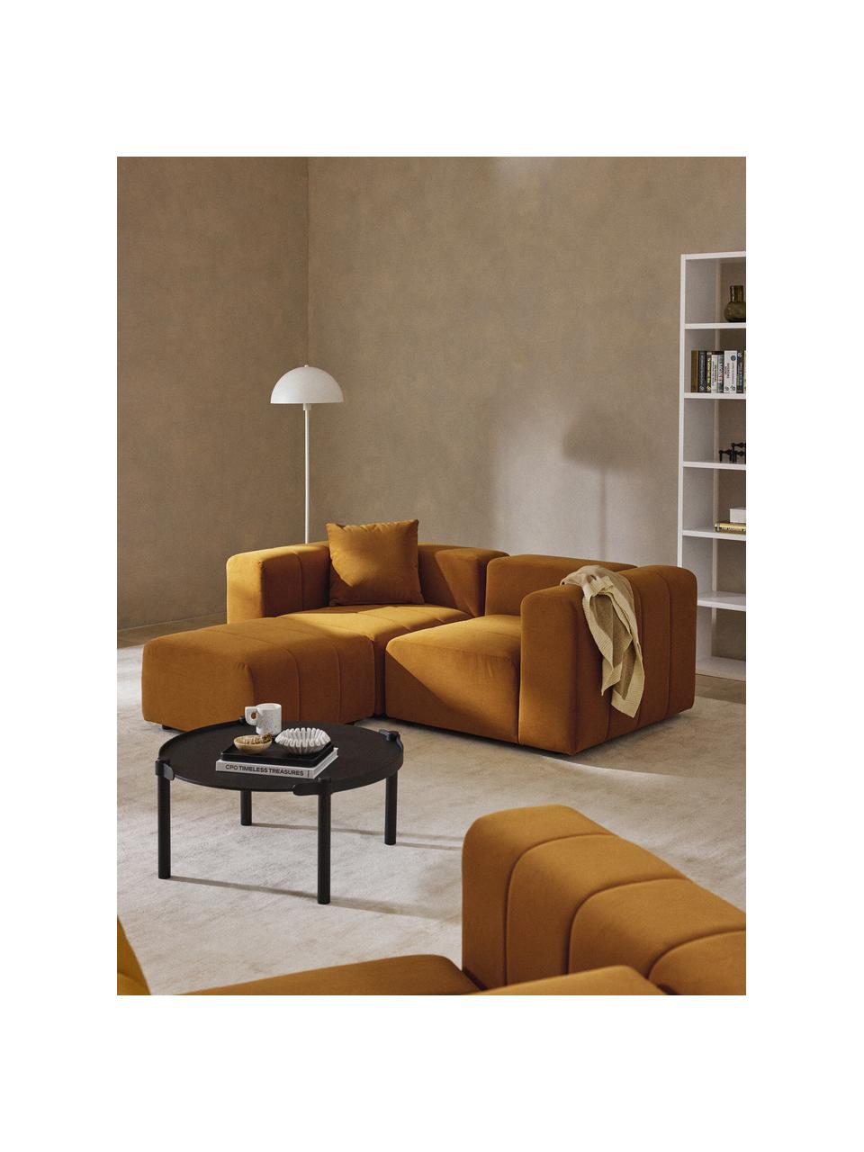 Samt-Sofa-Hocker Lena, Bezug: Samt (100 % Polyester) De, Gestell: Buchenholz, Spanplatte, H, Samt Ocker, B 78 x T 75 cm