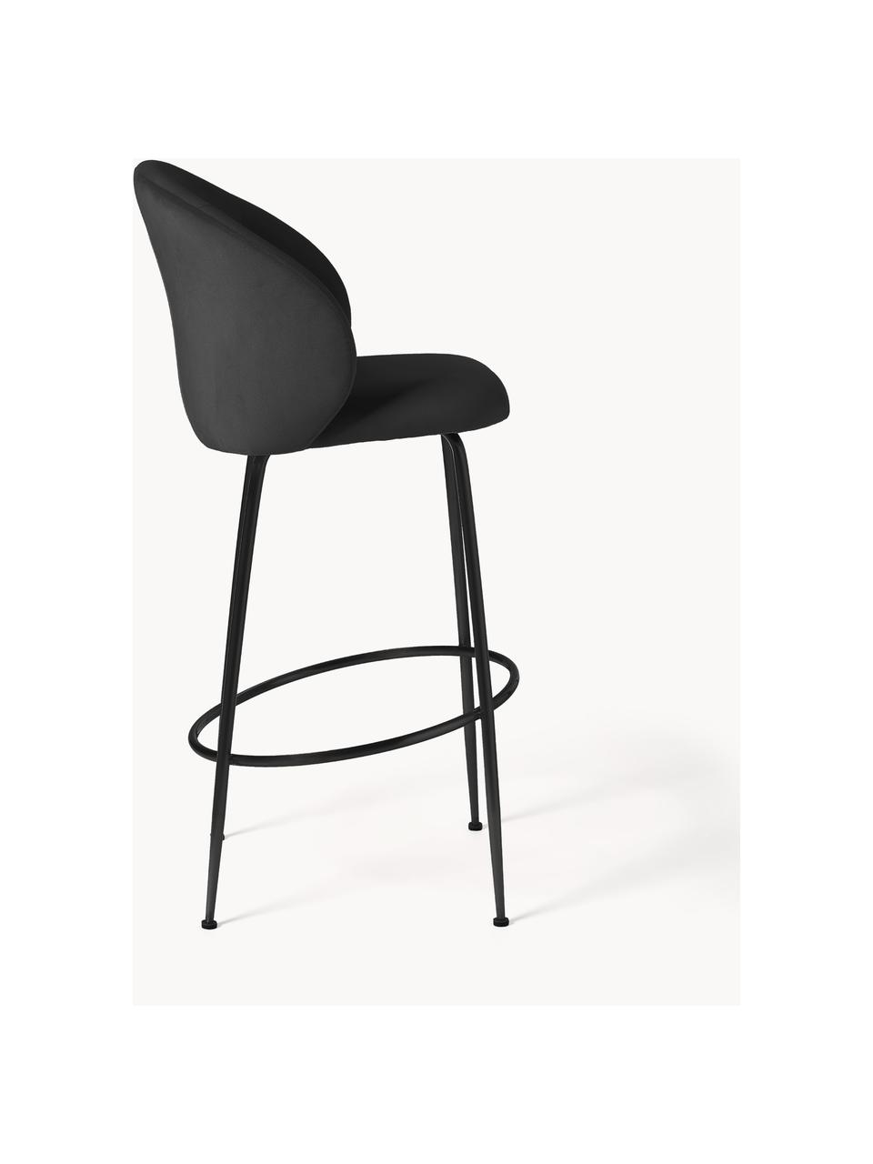 Barová židle ze sametu Luisa, Černá, Š 54 cm, V 108 cm