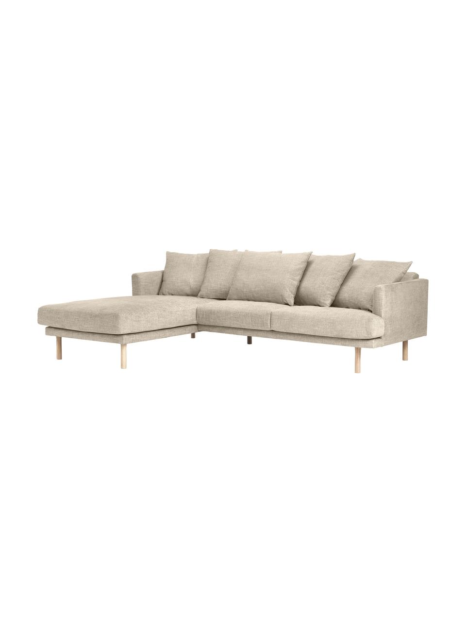 Sofá rinconera Adrian (3 plazas), Tapizado: 47% viscosa, 23% algodón,, Tapizado: relleno de espuma, Estructura: madera contrachapada, Patas: madera de roble aceitada, Tejido beige oscuro, An 255 x F 182 cm, chaise longue izquierda