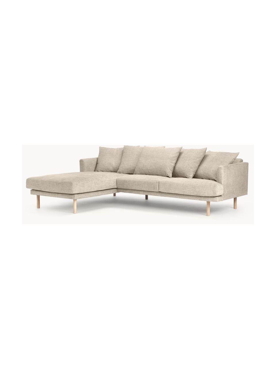 Ecksofa Adrian (3-Sitzer), Bezug: 47 % Viskose, 23 % Baumwo, Gestell: Sperrholz, Füße: Eichenholz, geölt Dieses , Webstoff Beige, B 255 x T 182 cm, Eckteil links