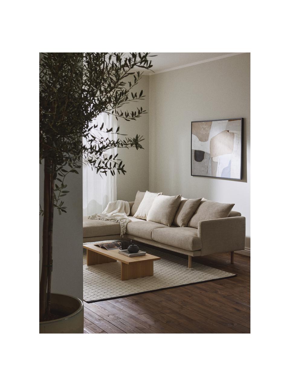 Ecksofa Adrian (3-Sitzer), Bezug: 47 % Viskose, 23 % Baumwo, Gestell: Sperrholz, Füße: Eichenholz, geölt Dieses , Webstoff Beige, B 255 x T 182 cm, Eckteil links