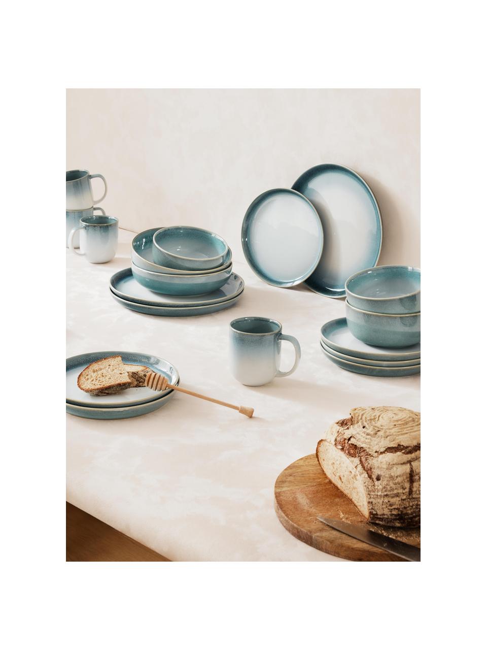 Geschirr-Set Havana, 4 Personen (12er-Set), Steingut, glasiert, Blautöne, 4 Personen (12er-Set)