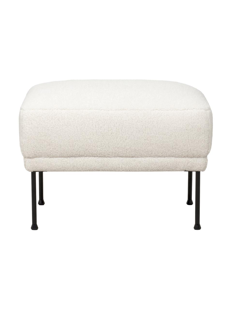 Tabouret/repose-pieds tissu peluche Fluente, Peluche blanc crème, larg. 62 x haut. 46 cm