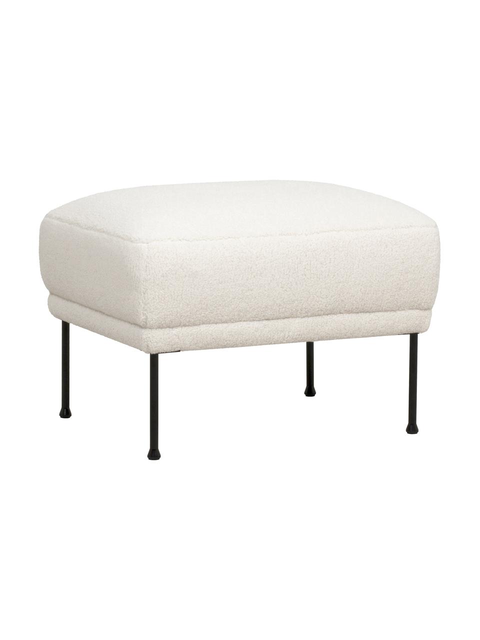 Tabouret/repose-pieds tissu peluche Fluente, Peluche blanc crème, larg. 62 x haut. 46 cm