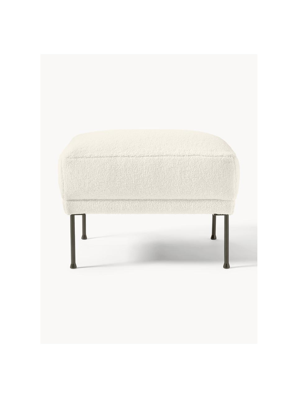 Sofa-Hocker Fluente aus Teddystoff, Bezug: 100 % Polyester (Teddyfel, Gestell: Massives Kiefernholz, Teddy Off White, B 62 x T 50 cm